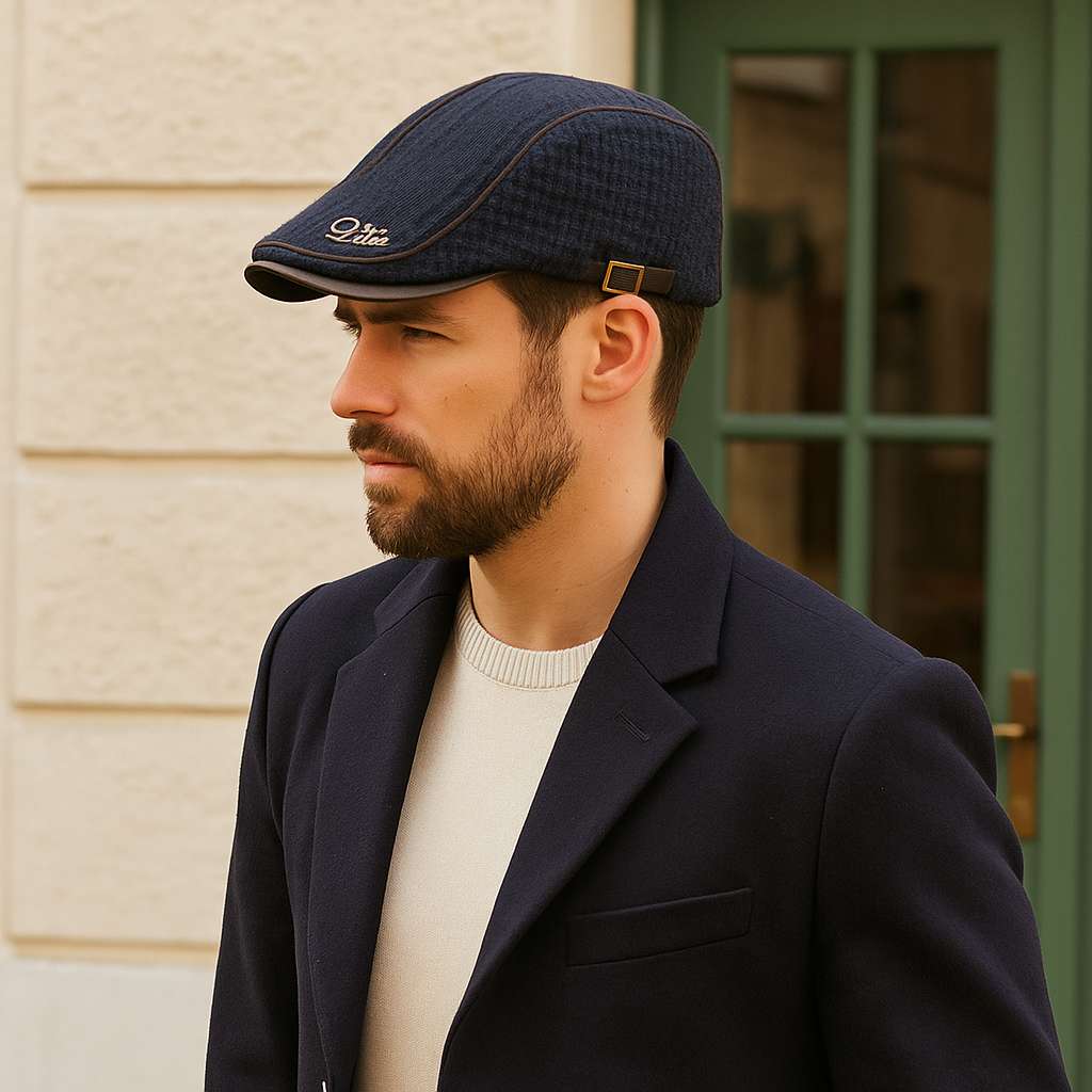 Béret avec bordure en cuir