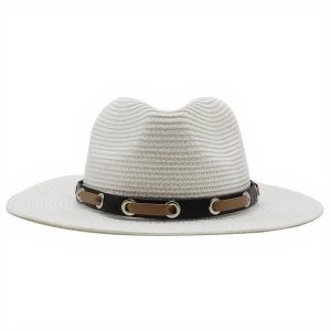 chapeau de paille avec bandeau cuir