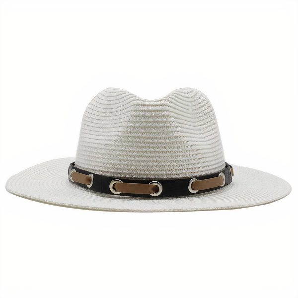 chapeau de paille avec bandeau cuir