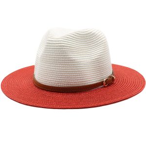chapeau de paille blanc et rouge élégant