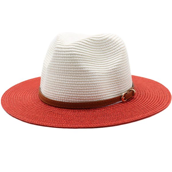 chapeau de paille blanc et rouge élégant