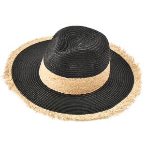 chapeau de paille noir élégant