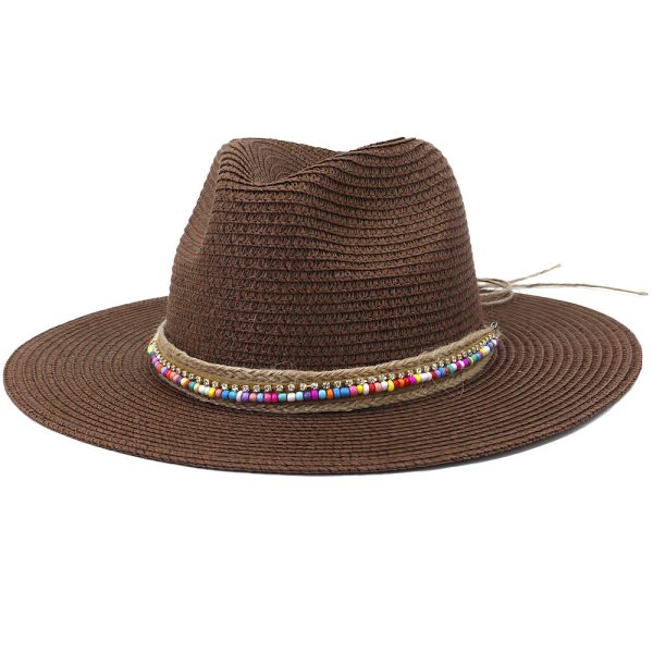 chapeau de paille avec perles