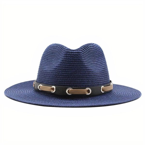 chapeau paille panama bleu