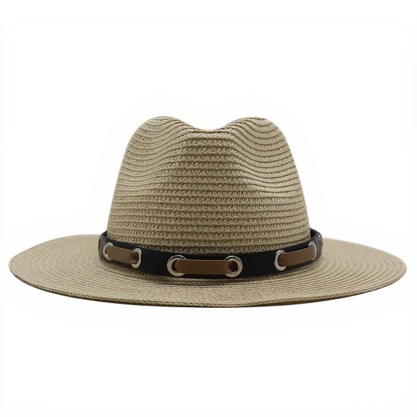 Chapeau de Paille Panama élégant avec lanière en cuir