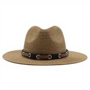 Chapeau de Paille Panama avec cuir