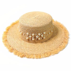 chapeau de paille perle