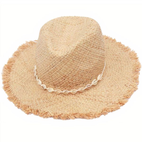 chapeau de paille coquillages