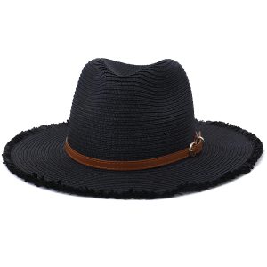 chapeau frangé en paille