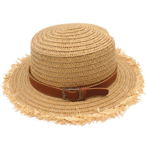Chapeau de Paille avec Cuir pour Femme