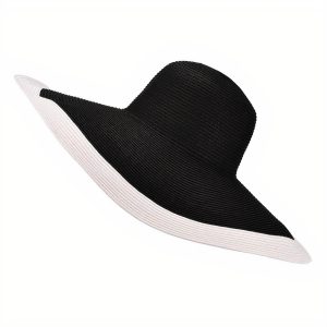 chapeau de paille noir et blanc