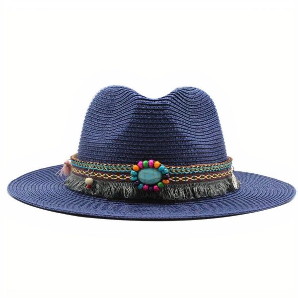 chapeau de paille bleu original