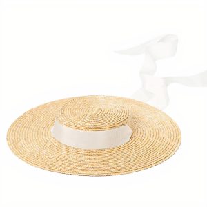 chapeau de paille plat élégant