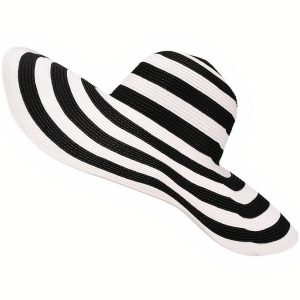 chapeau de paille rayures noir et blanc