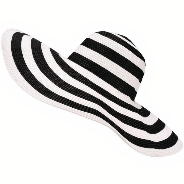 chapeau de paille rayures noir et blanc