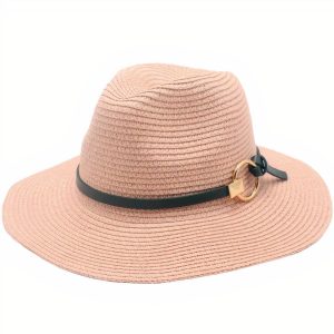 chapeau de paille rose élégant