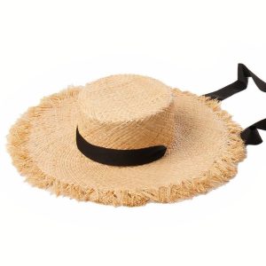 chapeau de paille élégant avec ruban