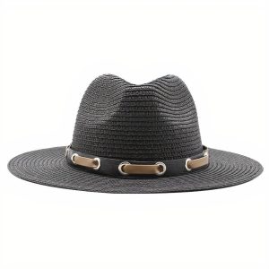 chapeau de paille avec bande de cuir