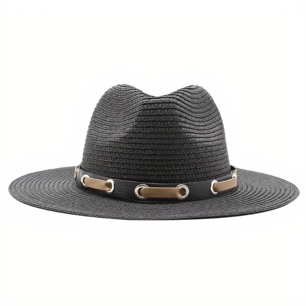 chapeau de paille avec bande de cuir