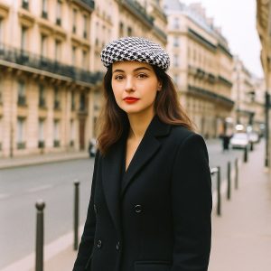 béret pied-de-poule femme
