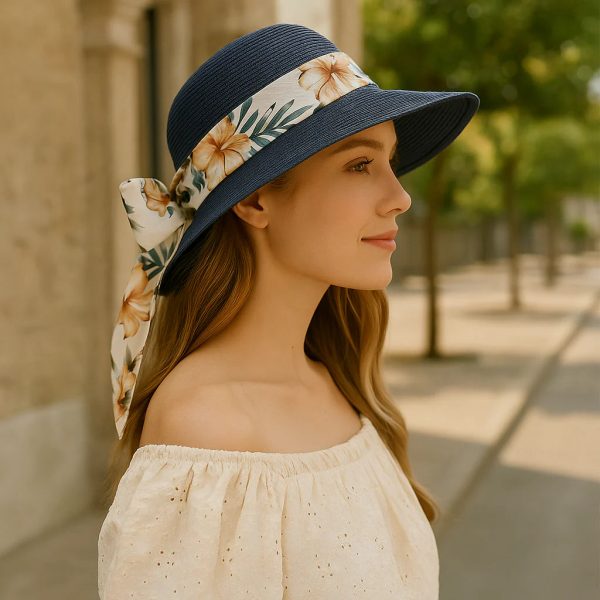 chapeau de paille avec ruban fleuri