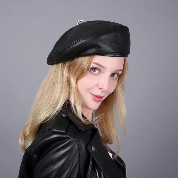 béret en cuir véritable