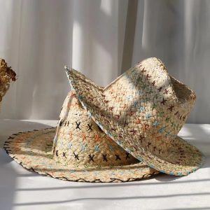 chapeau de paille brodé