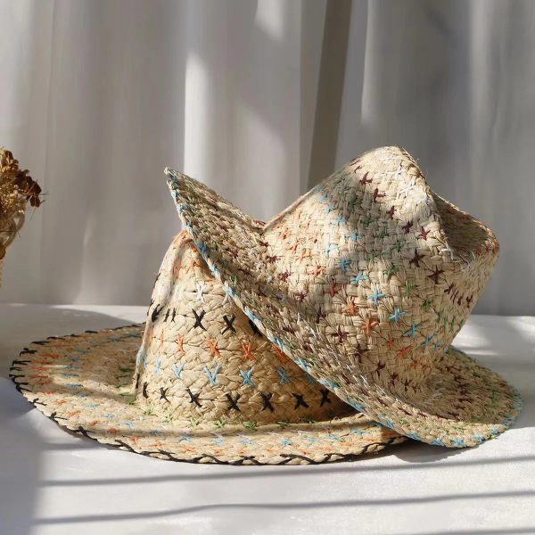 chapeau de paille brodé
