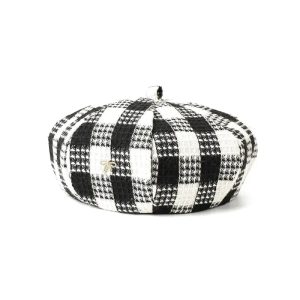 béret femme coton à carreaux