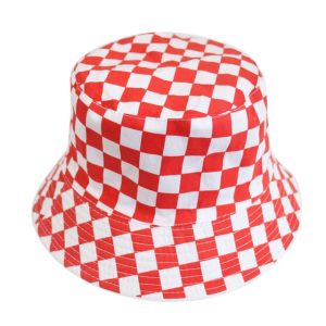 Chapeau motif vichy rouge